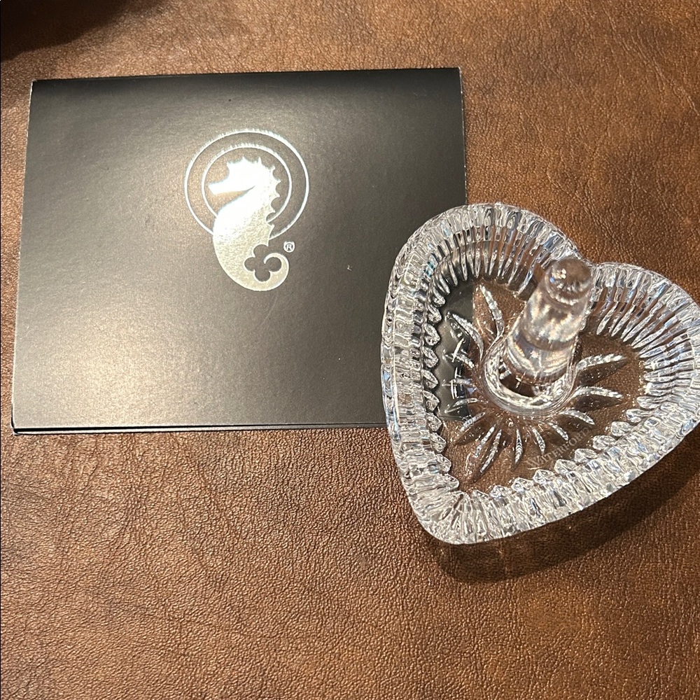 Waterford Clear Crystal Heart Ring Holder with Faceted Stem